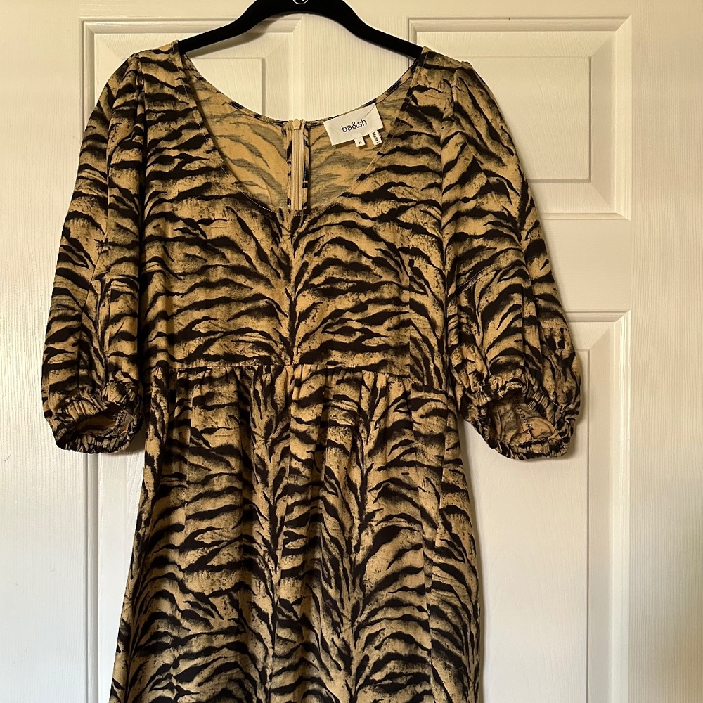 ba&sh Zola Printed Mini-Dress, beige - size Medium/2